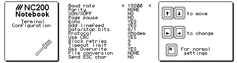 Figure 8: NC200 Serial Terminal Program Configuration screen