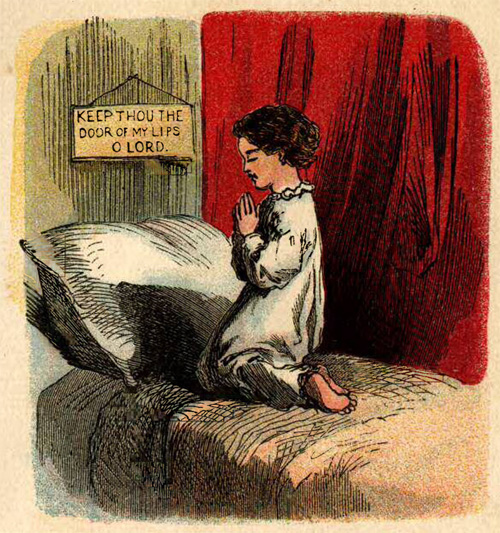 Child praying in bed